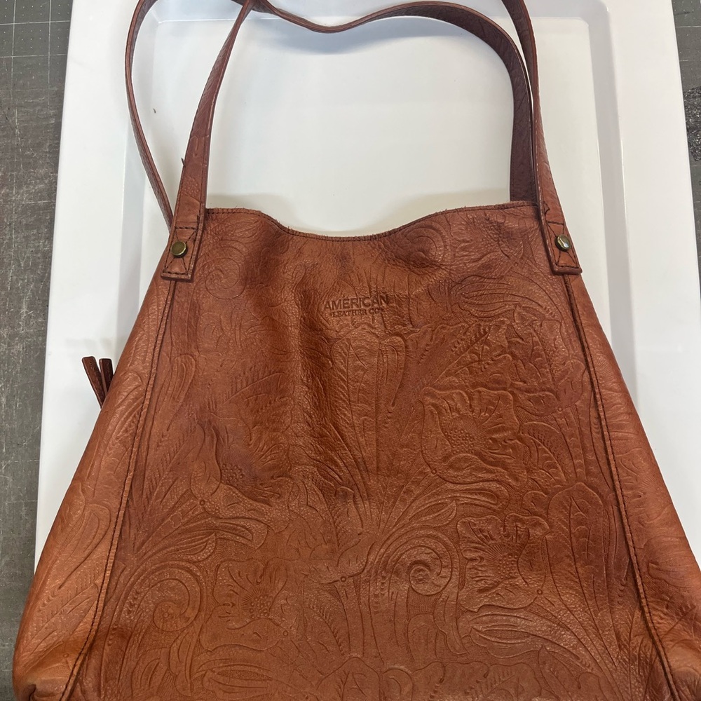 American Embossed Tan Shoulder Bag